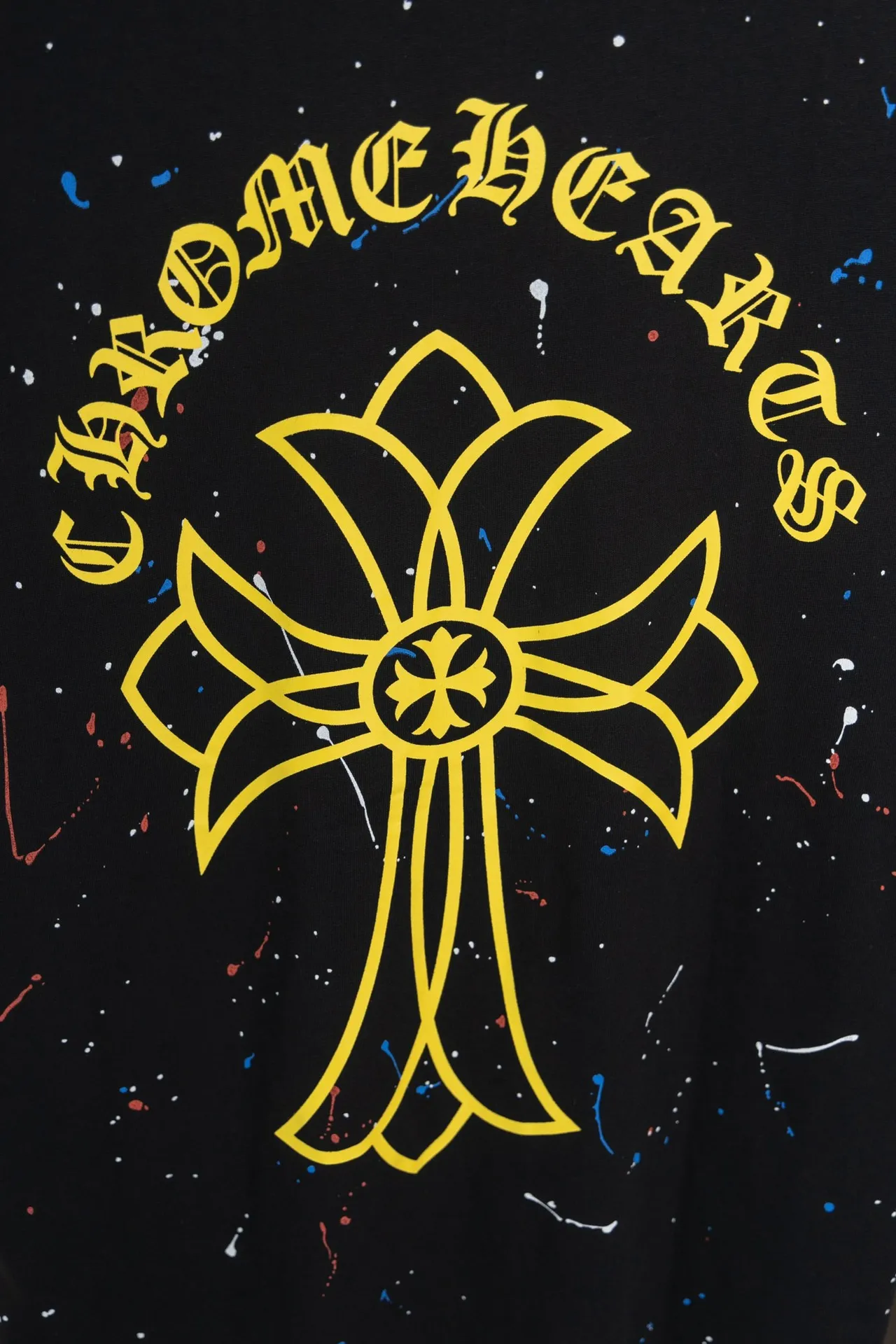 🅿️140 T2109 Chrome Hearts 24ss new T-sleeve! Made of 260g double yarn pure cotton fabric, color ink splash digital direct printing technology, fashionable and versatile, same style for men and women. Color: black, white, size: M～3XL